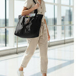 18L side-cinch tote bag with large capacity design for travel, shopping, beach, gym, and everyday use