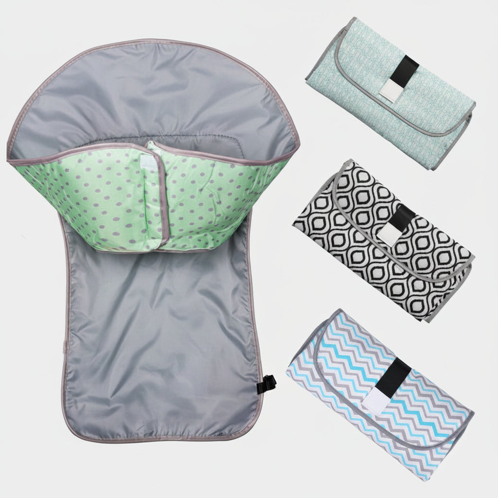 Foldable baby changing pad with waterproof surface for travel, stroller use, and convenient diaper changes