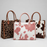 Korean style large capacity plush tote bag with leopard print design and soft shoulder straps for women
