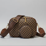 Vintage plaid women's crossbody bag with luxury designer shell design and small square shoulder purse style
